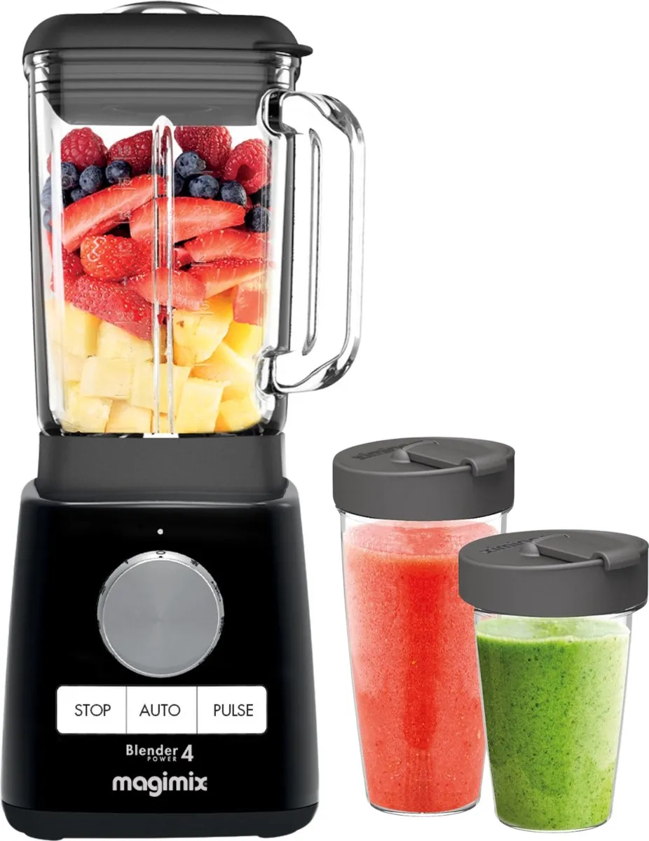 Magimix Power Blender 1300W - 1,8L Zwart + 2 To-go Cups