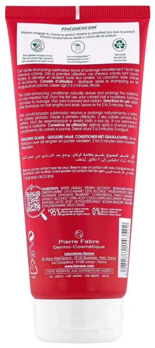 Klorane Conditioner Gekleurd Haar 200ml - Grenade/Granaatappel