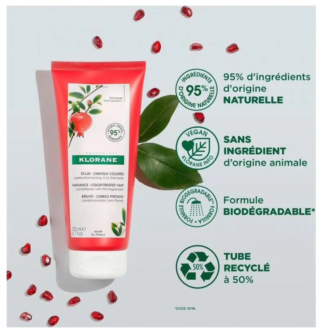 Klorane Conditioner Gekleurd Haar 200ml - Grenade/Granaatappel - afbeelding 6 van 6