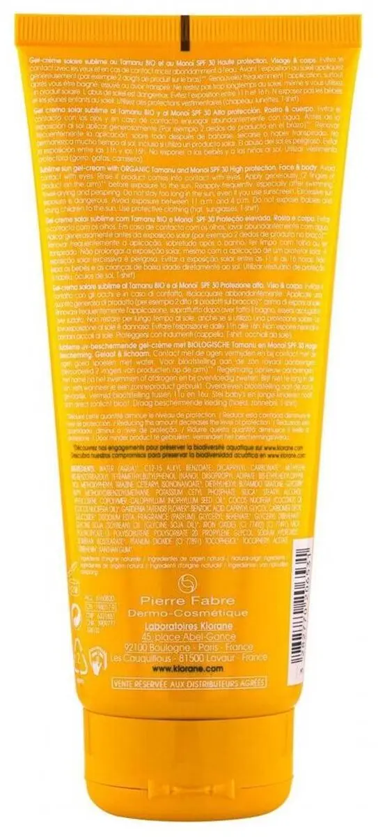 Klorane Polysianes Sublime SPF30 Zonnebrandgel 200ml