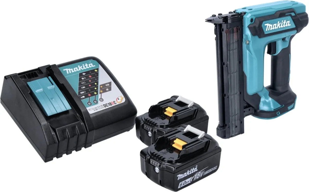 Makita DFN 350 RG Staande Spijkermachine 18V - 2x 6.0Ah Accu + Lader