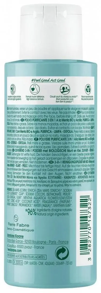Klorane Gezicht Munt Aquatic Zuiverend Poeder 50g