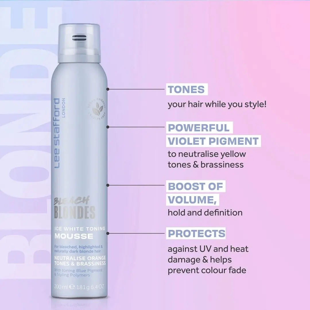 Lee Stafford Bleach Blondes Ice White Toning Mousse 200ml