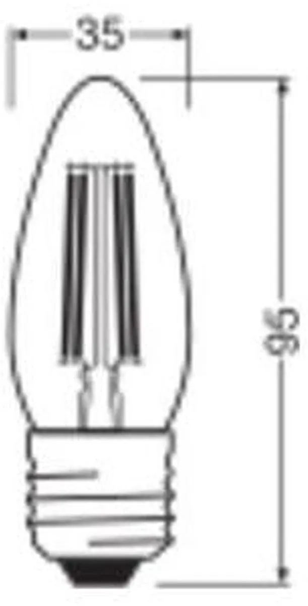 LEDVANCE B35 Filament E27 3.4W 470lm - Warm wit - Ø35mm - afbeelding 6 van 6