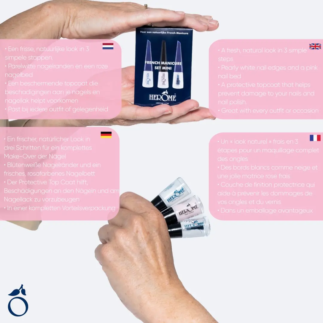 Herome French Manicure Reis Set - 12ml (3x4ml) - Nude/Wit