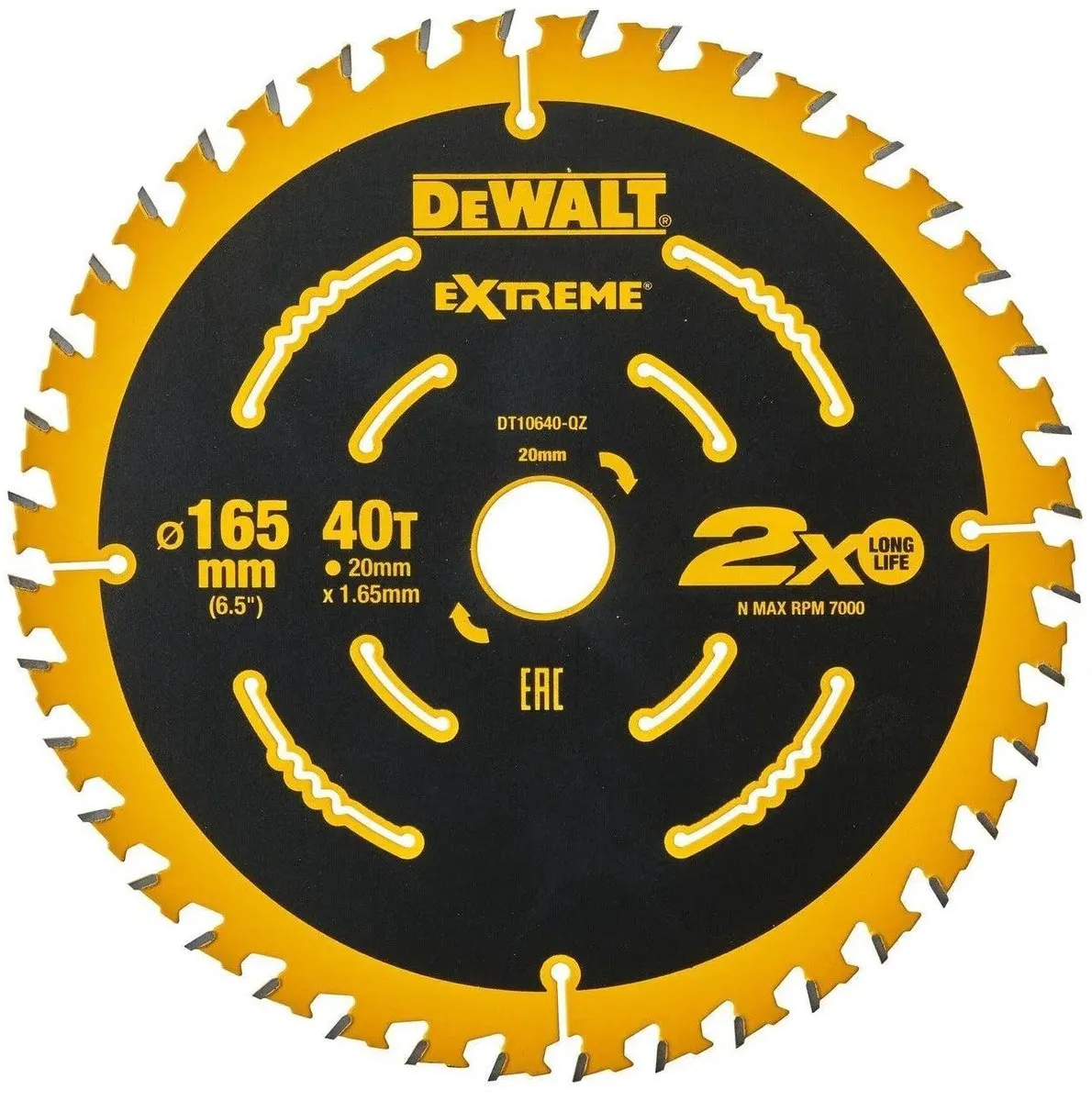 DeWalt DT10640 Cirkelzaagblad 165mm 40T - Aluminium