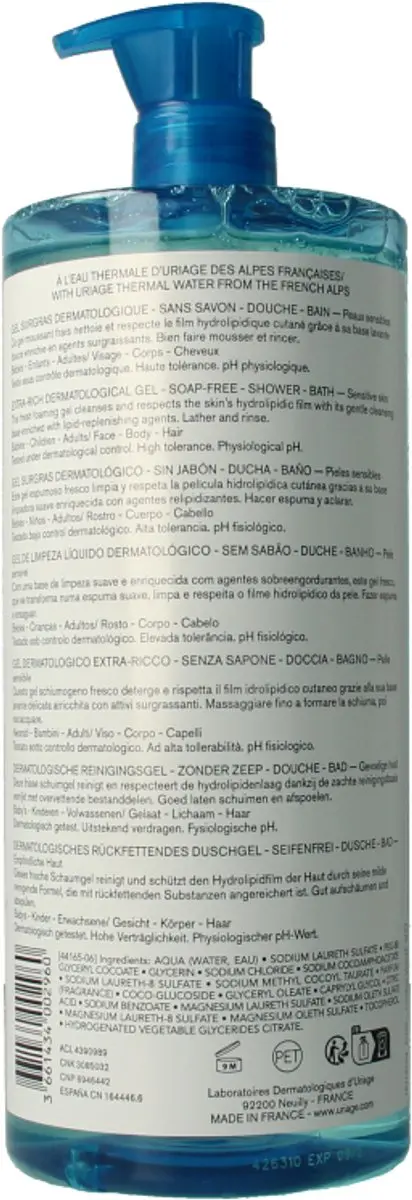 Uriage Hygiëne Gel Surgras Dermatologique 1000ml