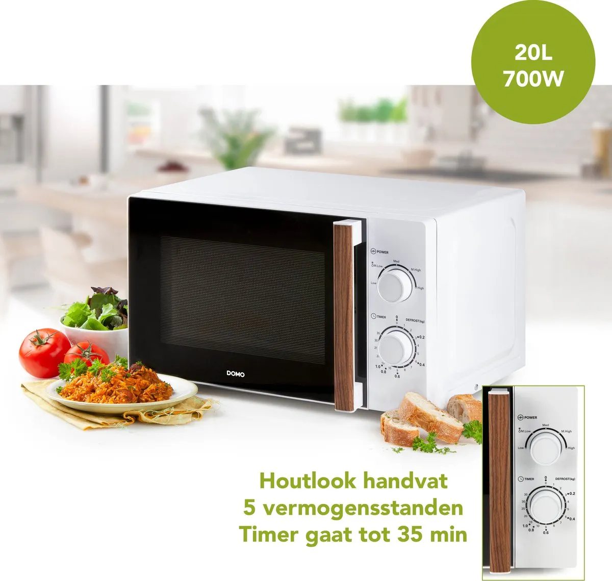 Domo DO2720 Magnetron 20L 700W - Houtlook