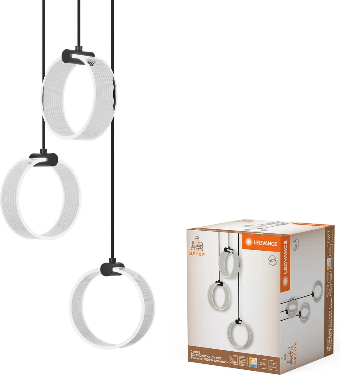 LEDVANCE Decor Circle 3X Hanglamp 20W Zwart