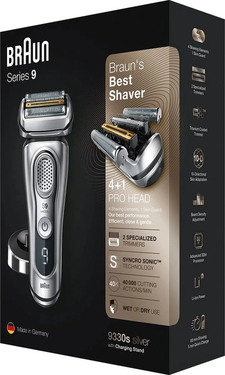 Braun Series 9 9350S Scheerapparaat - 5 Mesjes - Zwart/Zilver