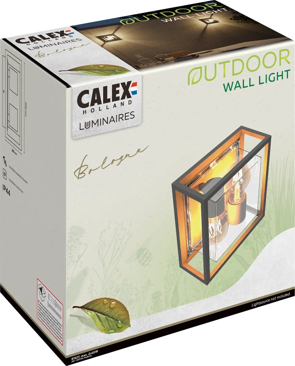 Calex LED Wandlamp Bologna 2x E27 - Zwart