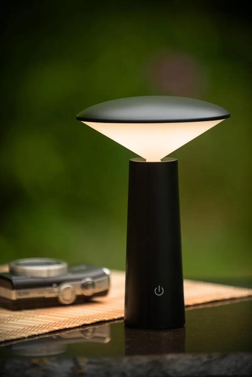 Lucide JIVE Oplaadbare Tafellamp - Ø13,7cm LED 2800K/6500K IP44 - Zwart