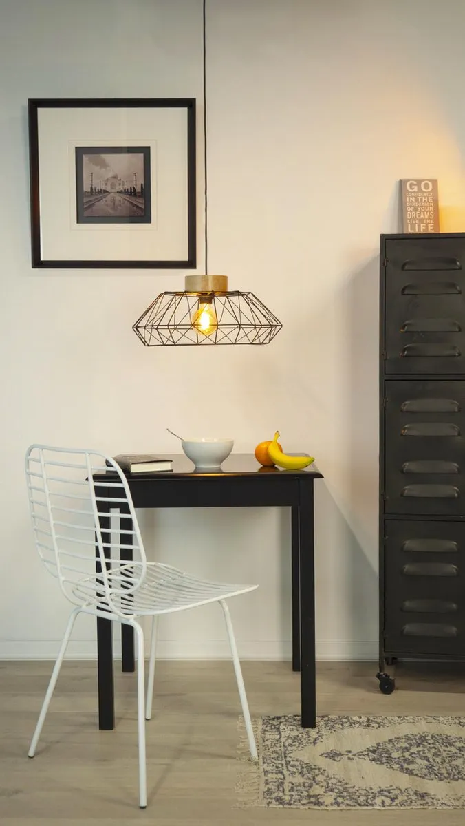 Eglo Padstow Hanglamp E27 - Ø45,5cm - Zwart/Natuur - afbeelding 6 van 6
