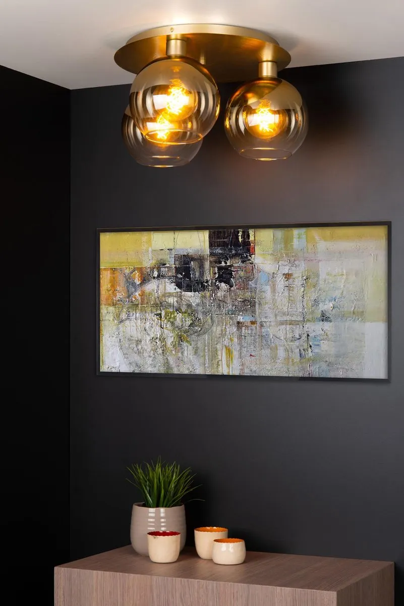 Lucide Marius Plafondlamp 3xE27 Mat Goud