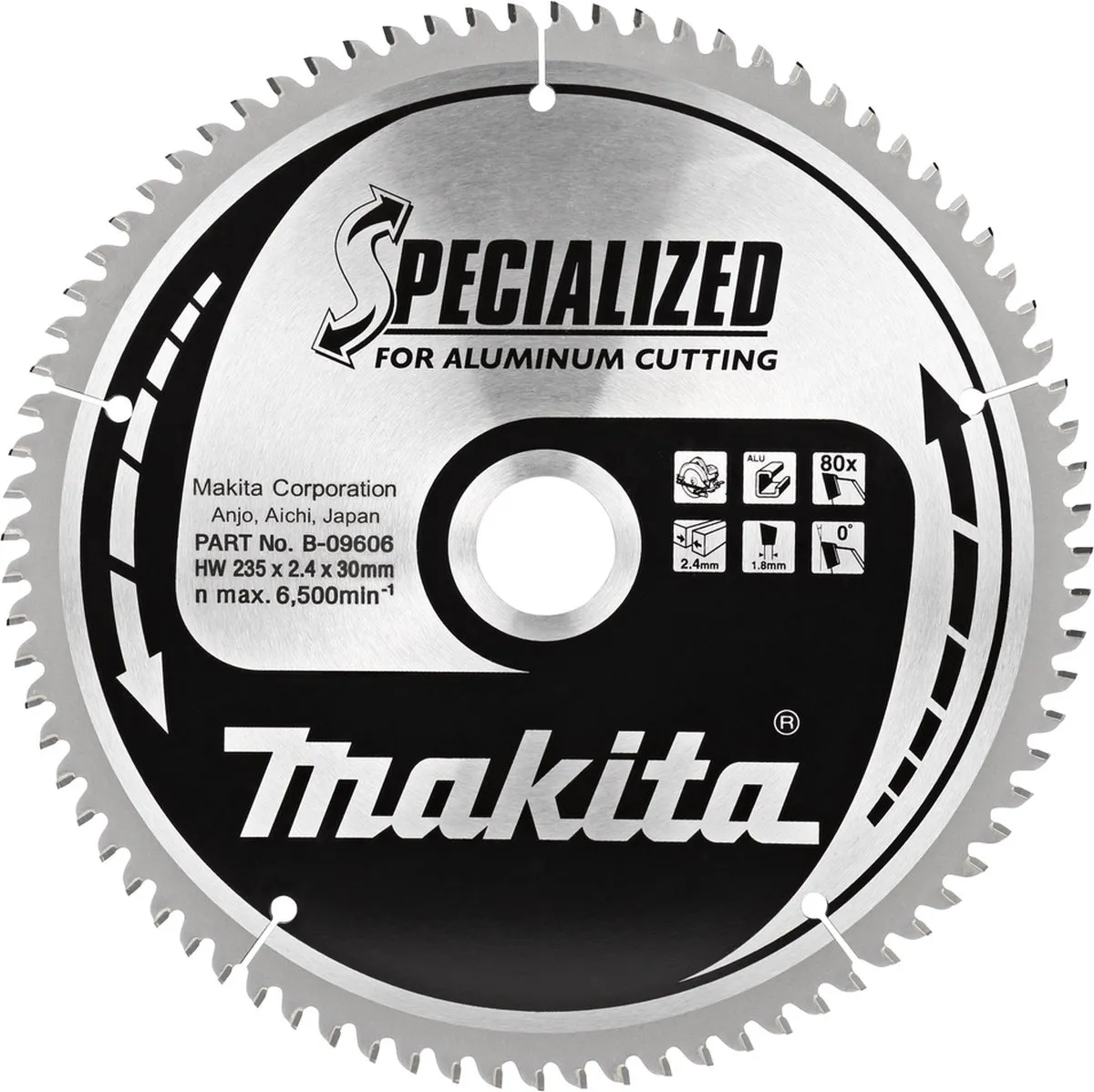 Makita Cirkelzaagblad B-09606 Aluminium 235mm 80T - afbeelding 3 van 5