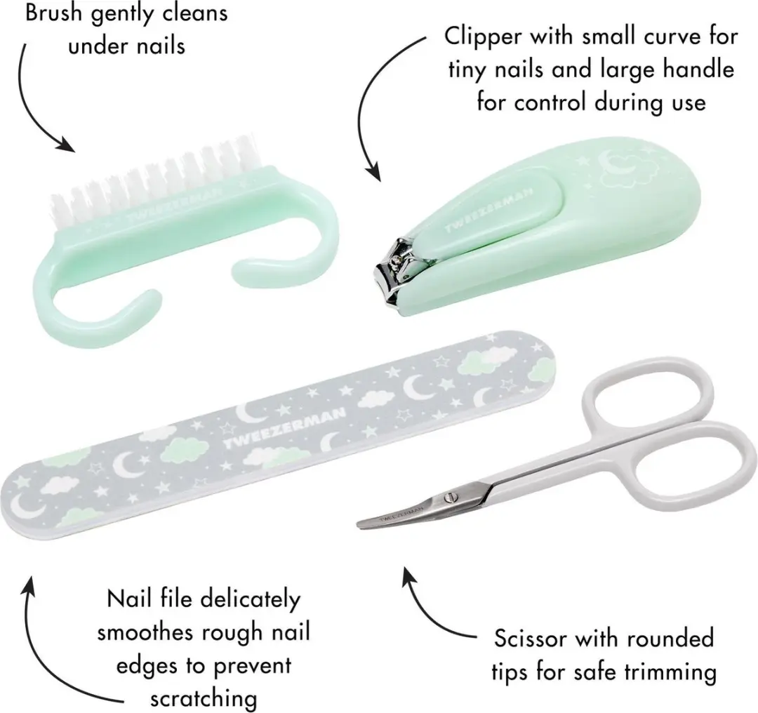 Tweezerman Baby Manicure Kit - Nagelknipper Vijl Schaartje Borsteltje - Mint Groen