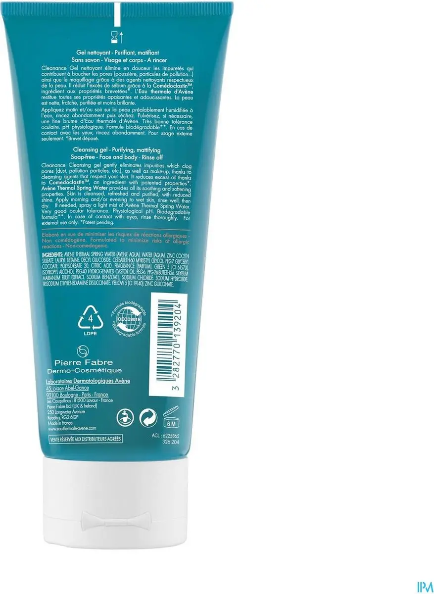 Avène Clenance Gezichtsreinigingsgel 200ml