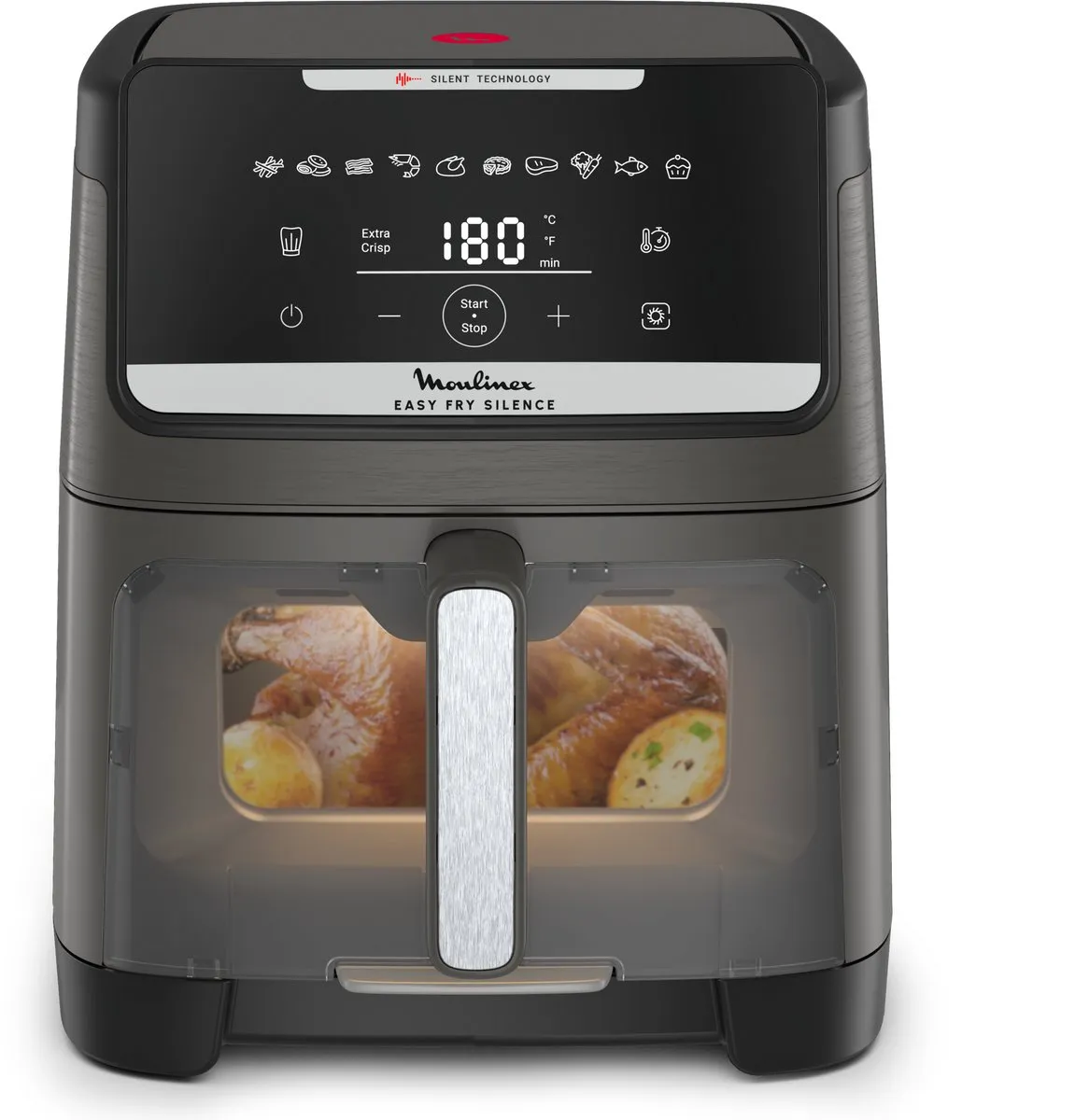 Moulinex Easy Fry Silence EZ846HF0 Airfryer XXL 7L - 1800W - Donker Grijs