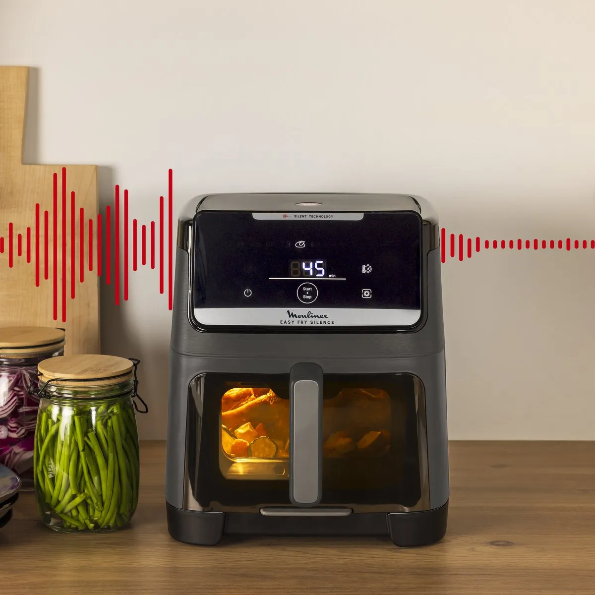 Moulinex Easy Fry Silence EZ846HF0 Airfryer XXL 7L - 1800W - Donker Grijs