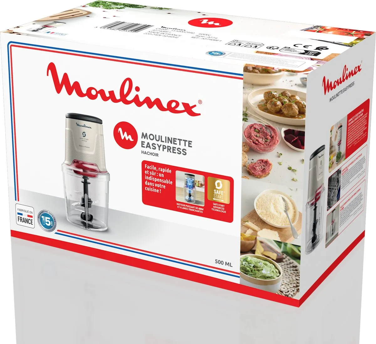 Moulinex Easy Press AT740BF1 Hakmolen 600W - 500ml - 4 RVS messen