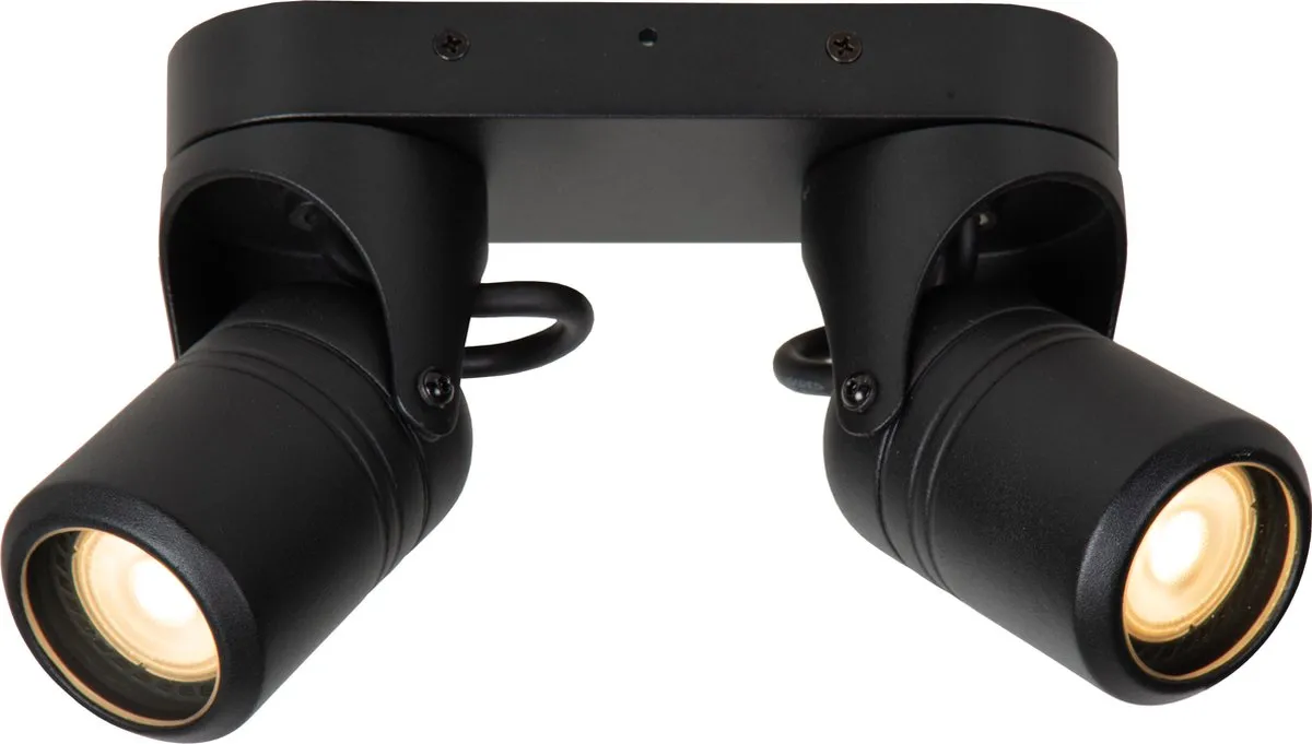 Lucide Niort Plafondspot 2xGU10 IP44 - Zwart