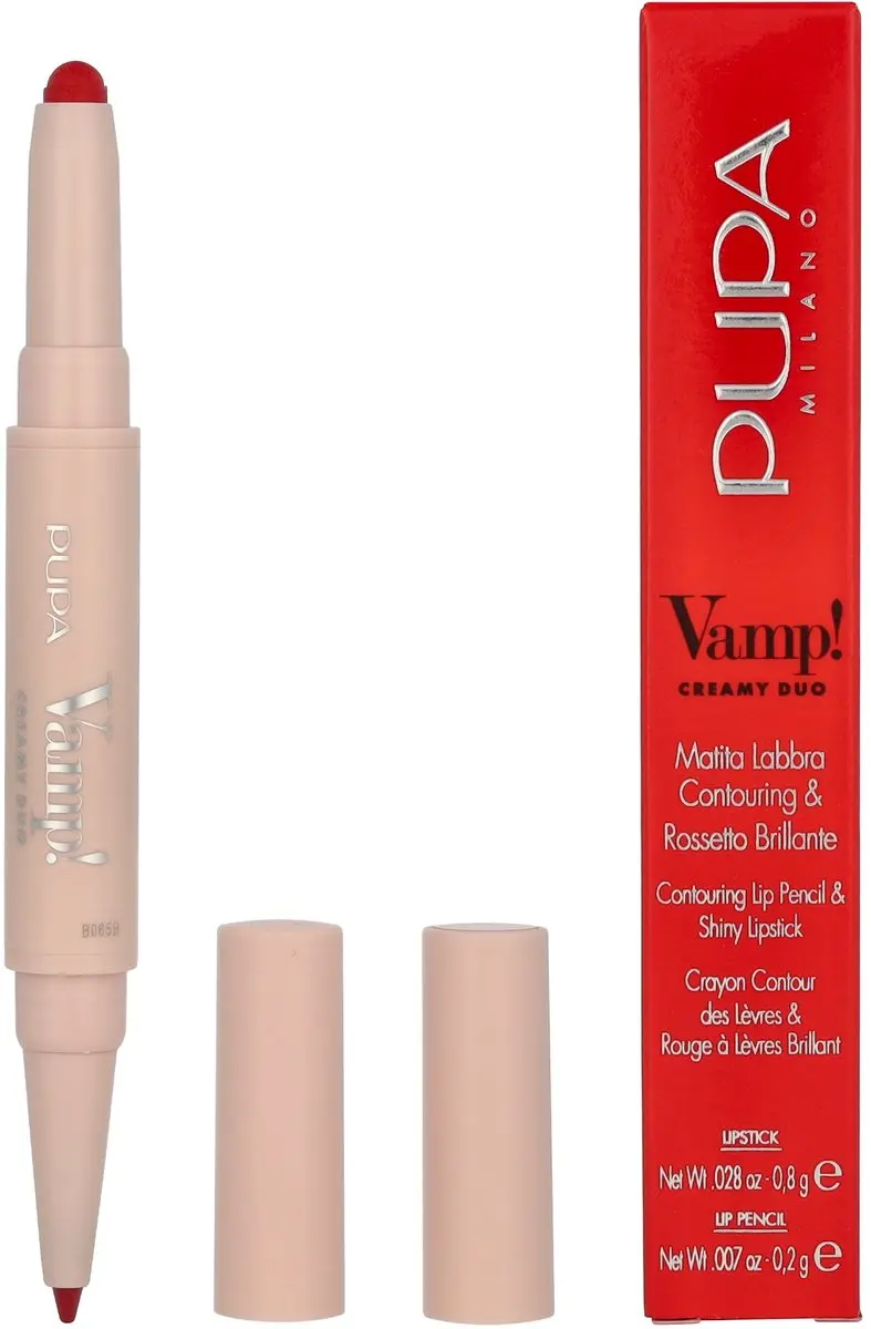 Pupa Milano Vamp! Creamy Duo Lip Pencil & Lipstick 012 Cherry Red - afbeelding 6 van 6