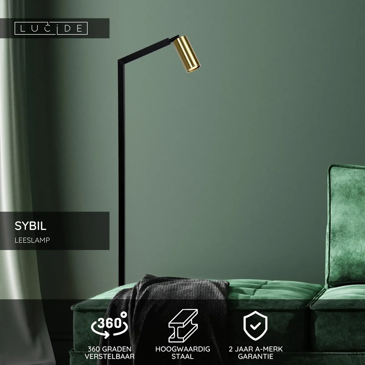 Lucide SYBIL Leeslamp GU10 - Zwart