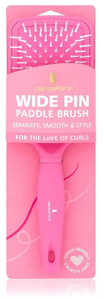 Lee Stafford Curl Wide Pin Paddle Brush - Wit/Roze