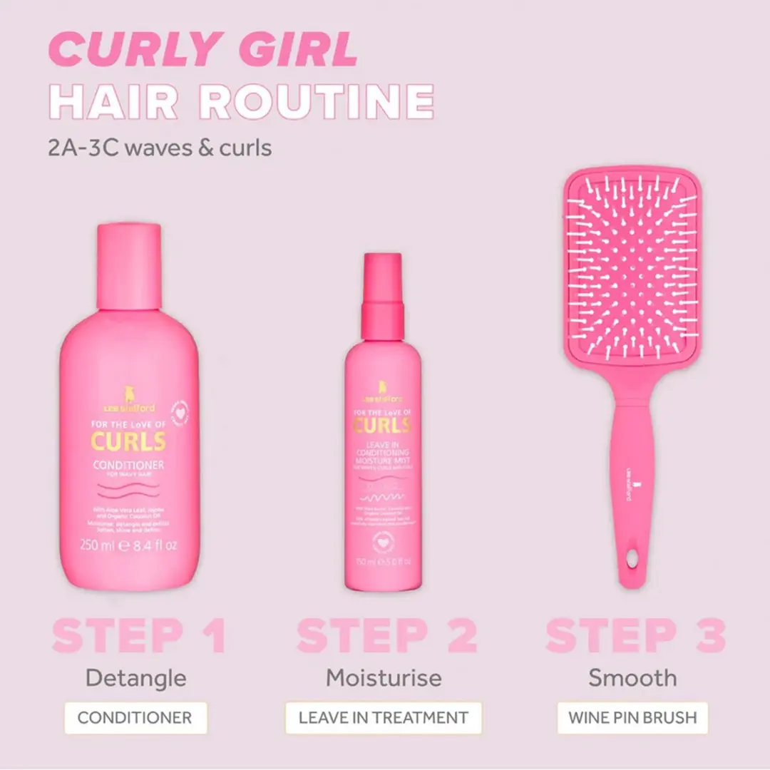 Lee Stafford Curl Wide Pin Paddle Brush - Wit/Roze