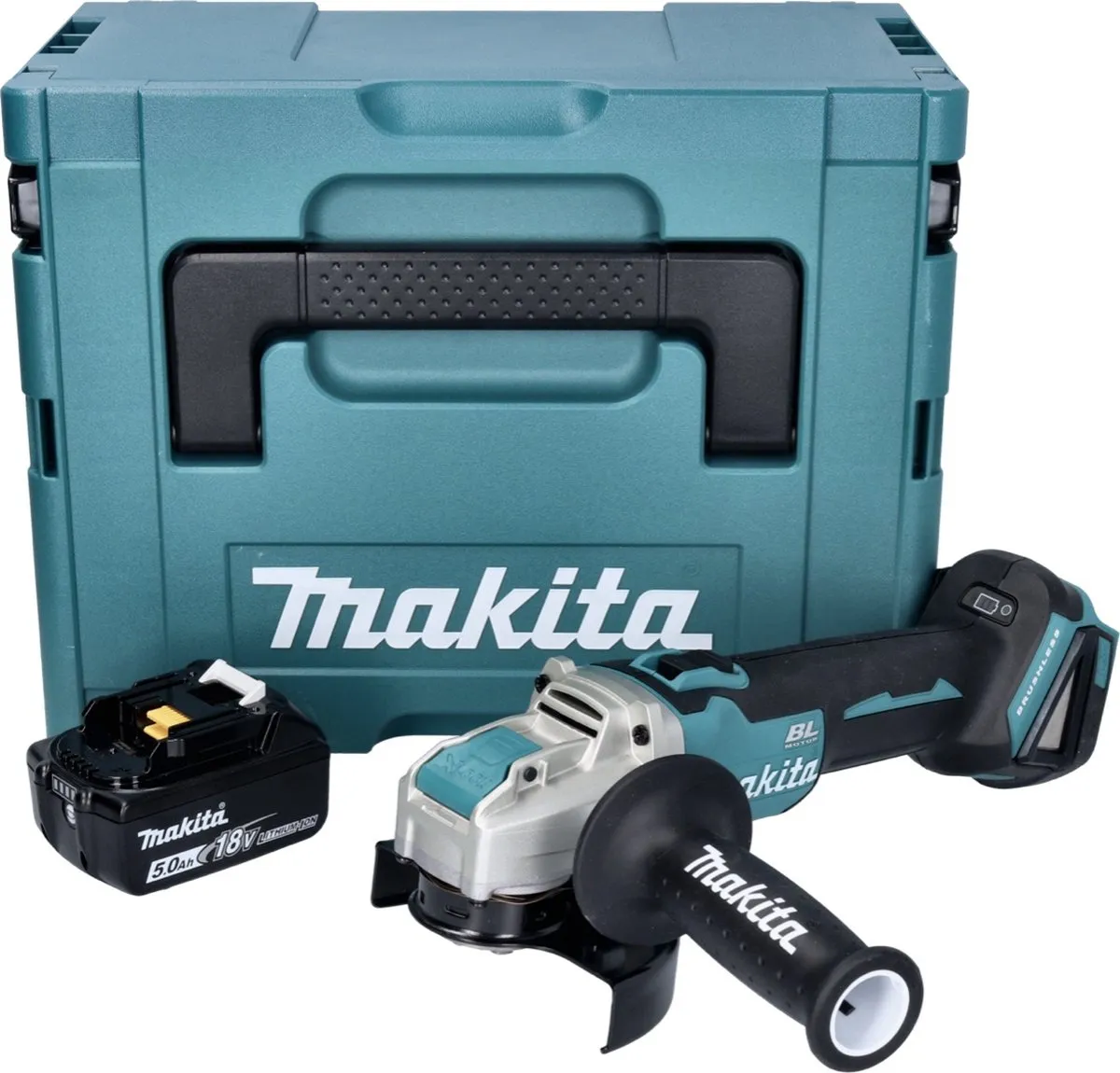 Makita DGA 521 T1X1J Haakse Slijper 18V 125mm X-LOCK - 1x 5,0Ah Accu