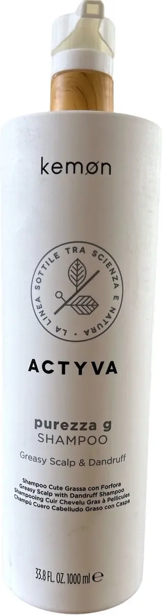 Kemon Actyva Purezza Shampoo 1000ml - Vettige Hoofdhuid & Roos