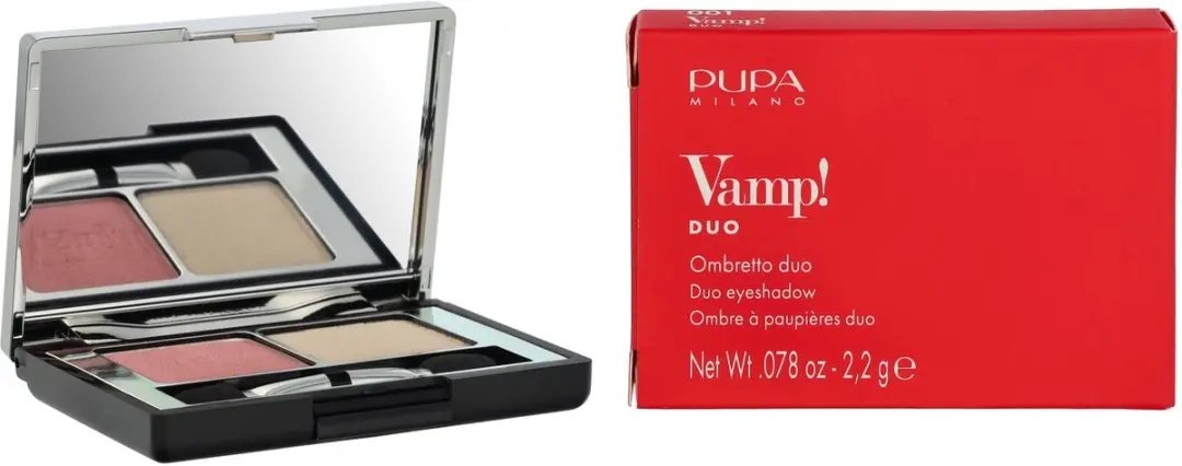 Pupa Milano Vamp! Compact Duo Oogschaduw 001 Rose Perlage - 2 Stuks