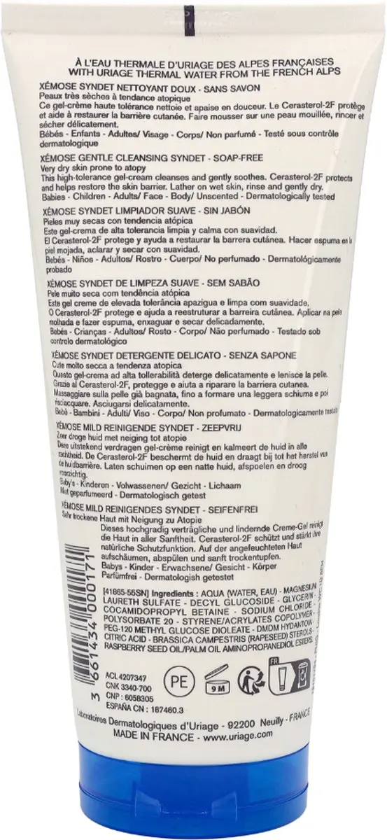 Uriage Xémose Gentle Cleansing Syndet - 200ml - afbeelding 6 van 6
