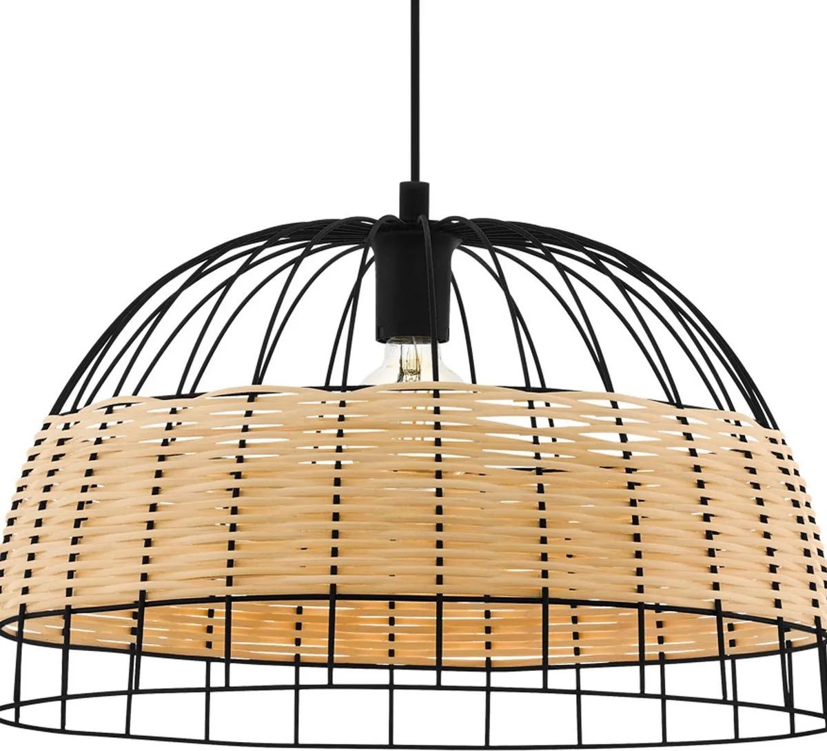 Eglo Anwick Hanglamp E27 Ø50cm - Zwart/Rotan