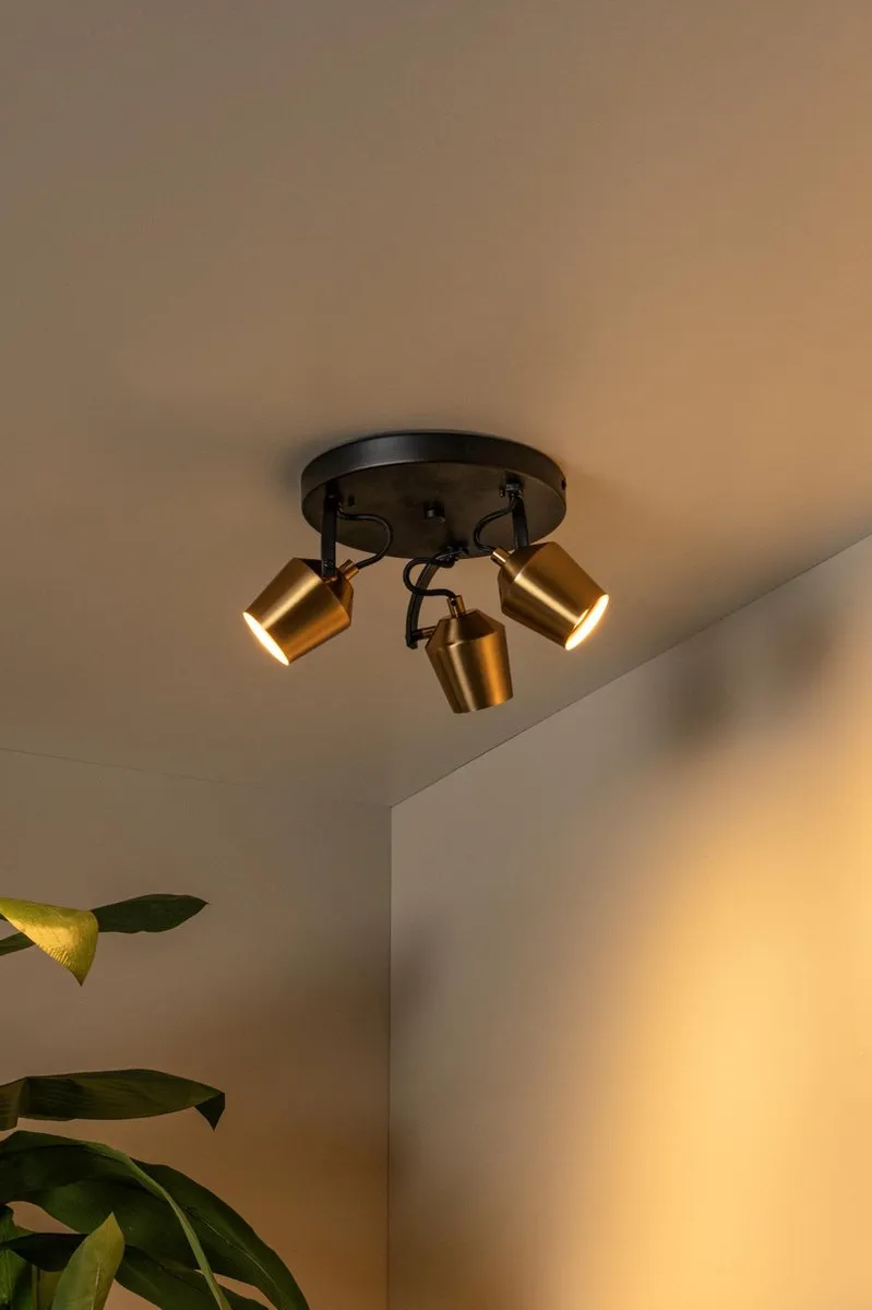 Lucide Emile Plafondspot Ø23cm 3xGU10 - Mat Goud/Messing