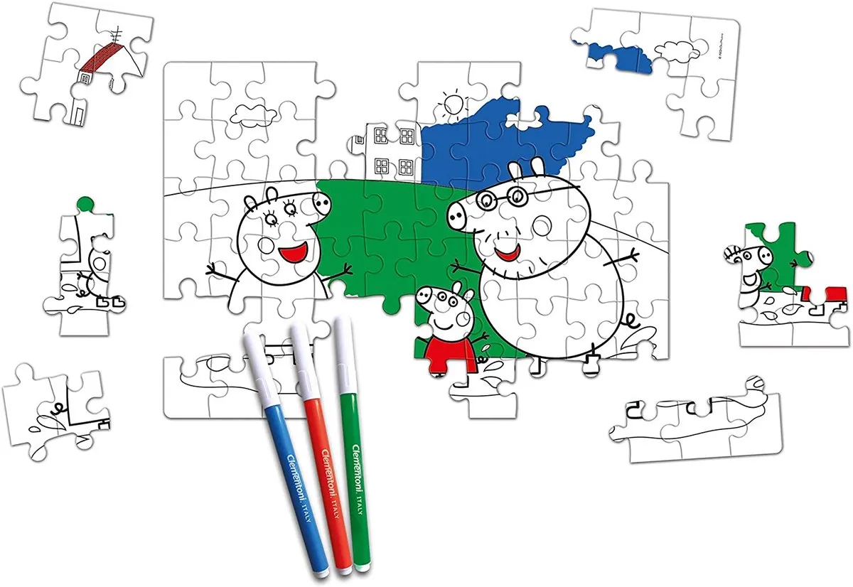 Clementoni Peppa Pig Double Face Coloring Puzzel 60 Stuks