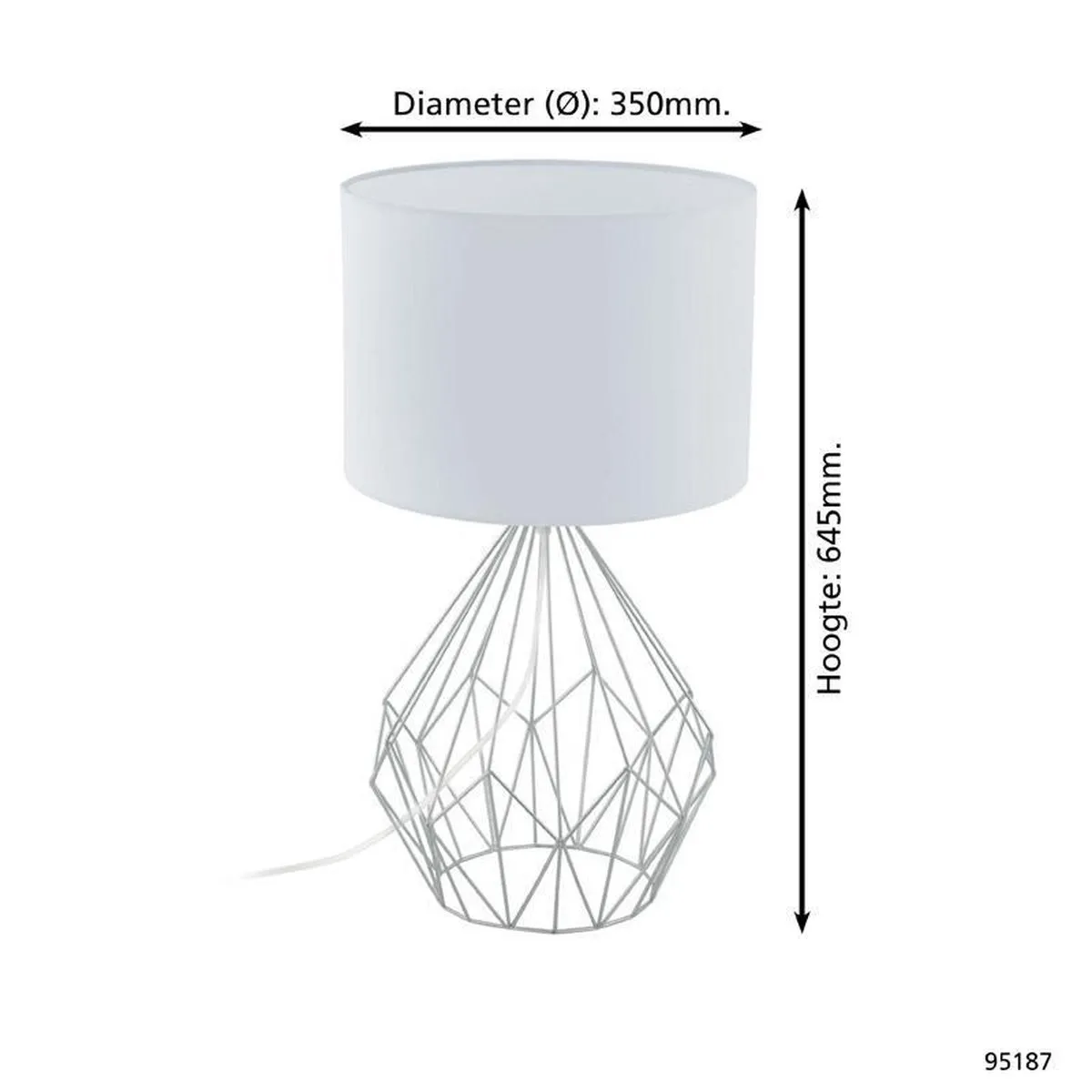Eglo Pedregal 1 Tafellamp - Ø35cm - Chroom - Wit - afbeelding 6 van 6