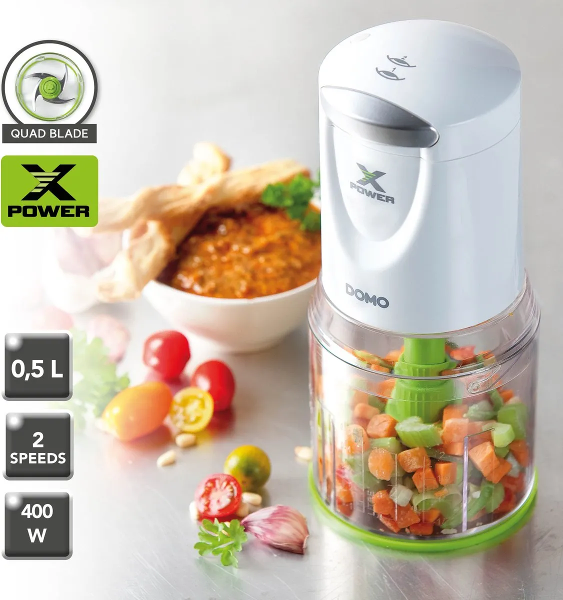 Domo DO9192MC Hakmolen Xpower 400W - Wit