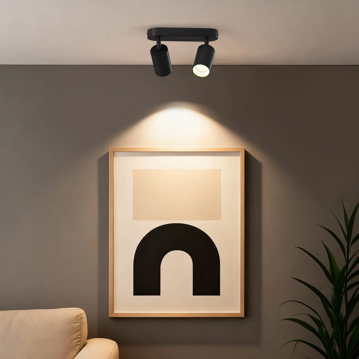 Calex Plafondlamp 2-Lichts Opbouwspot Ovaal Zwart-Goud