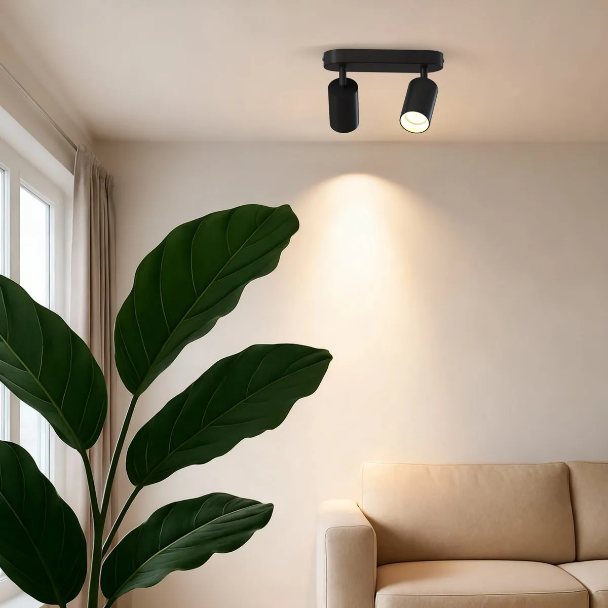 Calex Plafondlamp 2-Lichts Opbouwspot Ovaal Zwart-Goud