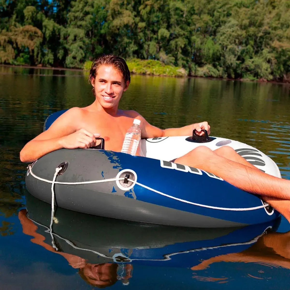 Intex River Run 1 Opblaasboot 135cm - Donkergrijs/Wit/Blauw