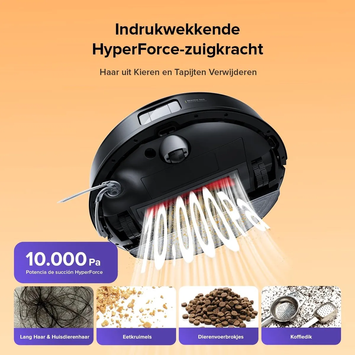 Roborock Q10 S5 Robotstofzuiger– 10000 Pa Zuigkracht–Dubbele Anti-klitfunctie–VibraRise 2.0-Systeem– 8 mm Dweillift– PreciSense LiDAR-navigatie–Obstakelvermijding– APP–Zwart-2 Dweilen