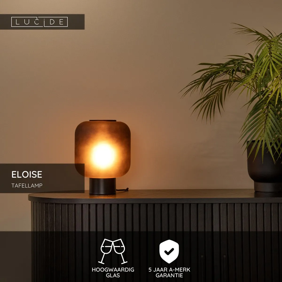 Lucide Eloise Tafellamp Ø21cm - 1xE27 - Zwart