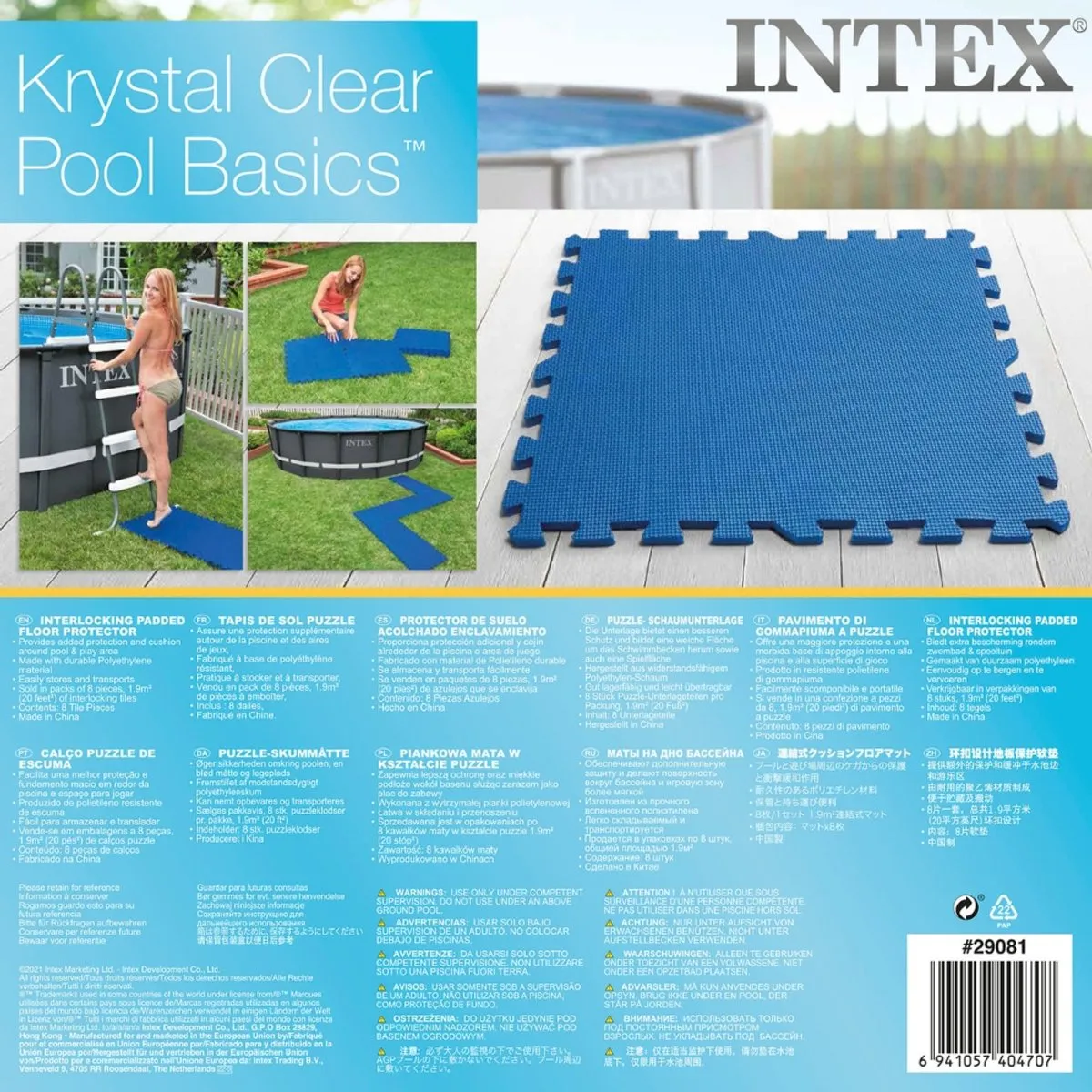 Intex Zwembadtegels 29081 - 8 Stuks 50x50cm - Blauw