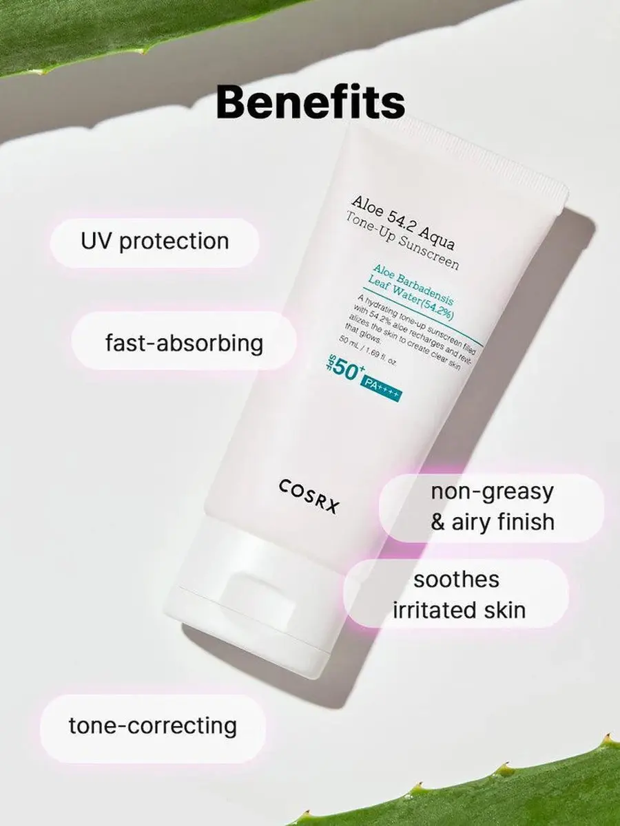 CosRx Aloe 54.2 Aqua Tone-Up Zonnecrème SPF 50+ PA++++ 50ml