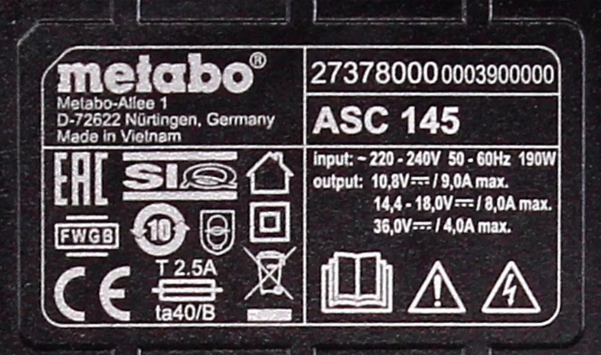 Metabo 18V LiHD Accu Basisset 8,0Ah - met Oplader ASC 145