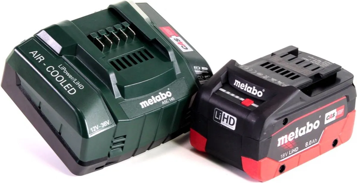 Metabo 18V LiHD Accu Basisset 8,0Ah - met Oplader ASC 145