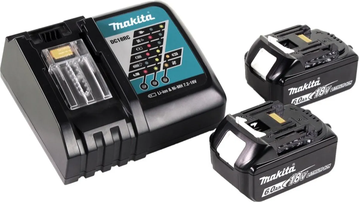 Makita DVC 750 LRGX3 Stofzuiger 18V - 7,5L - 2x 6,0Ah accu + lader - Groen