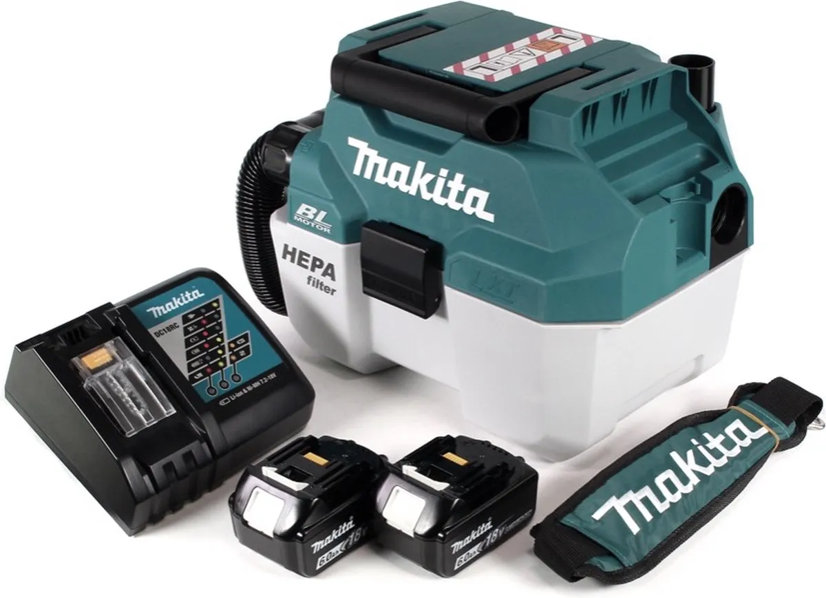 Makita DVC 750 LRGX3 Stofzuiger 18V - 7,5L - 2x 6,0Ah accu + lader - Groen