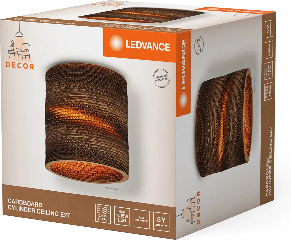 LEDVANCE Decor Karton Cilinder Tafellamp - E27 - Ø25cm - Bruin